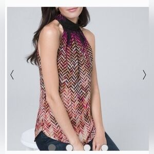 White house black market Metallic-Chevron Halter Blouse top size 4